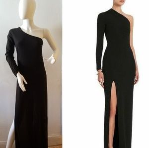 New. Black , one sleeve , slit dress